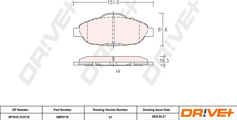 Set placute frana,frana disc DP1010.10.0178 Dr!ve+