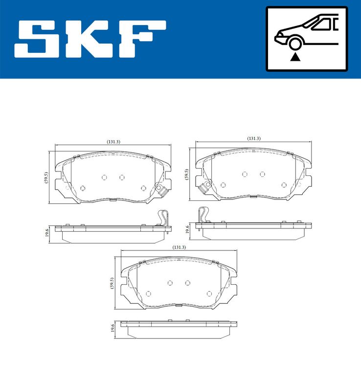 Комплект гальмівних накладок, дискове гальмо, Skf VKBP80244A