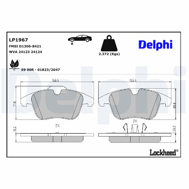Piduriklotsi komplekt, ketaspidur, DELPHI LP1967
