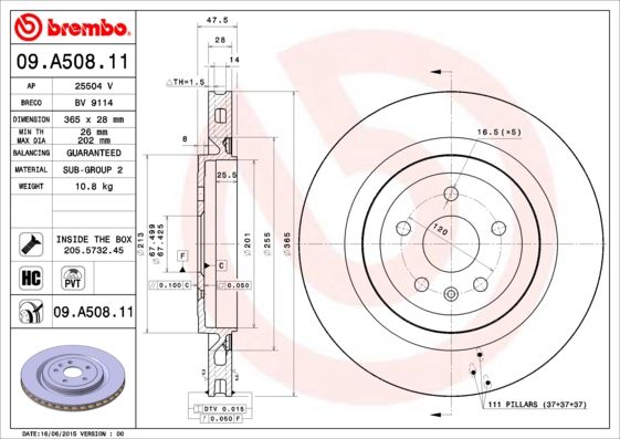 Гальмівний диск, Brembo 09.A508.11