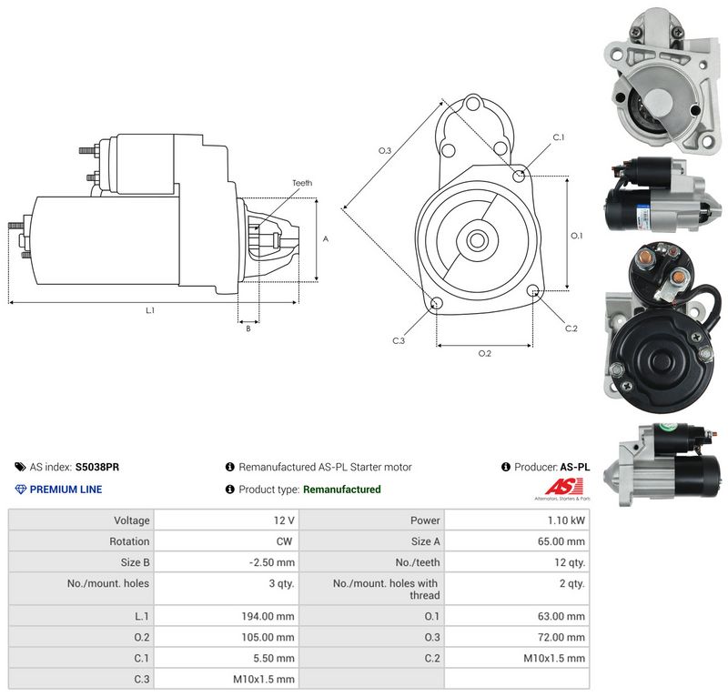 Starter, AS-PL S5038PR