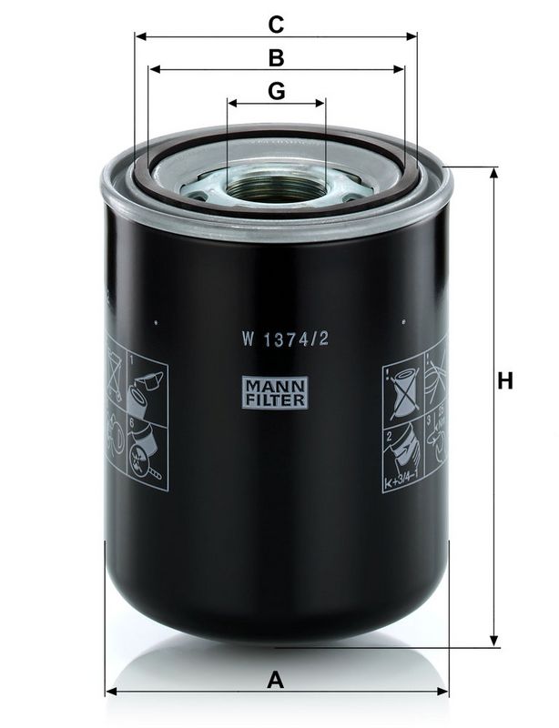 Hüdraulikafilter, automaatkäigukast, MANN-FILTER W 1374, 2