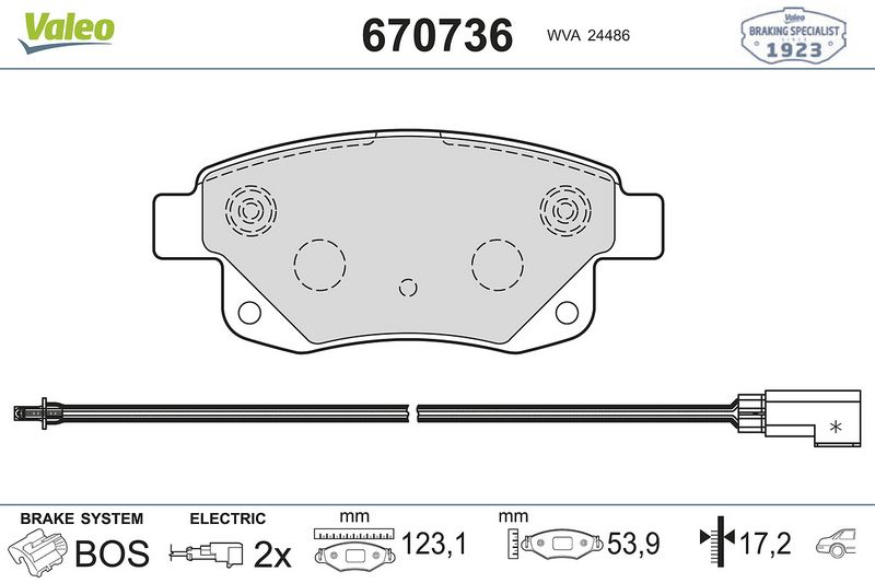 Plaquettes+de+frein+à+disque VALEO 670736