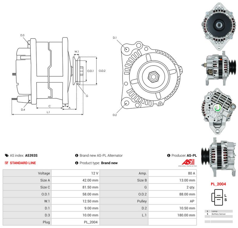Generaator, AS-PL A5393S