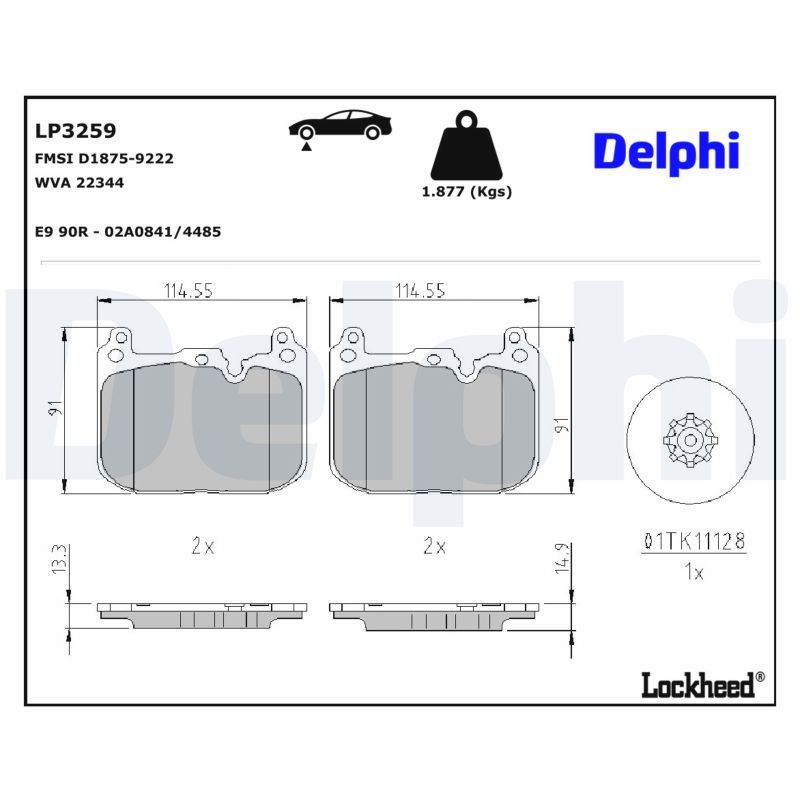 Piduriklotsi komplekt, ketaspidur, DELPHI LP3259