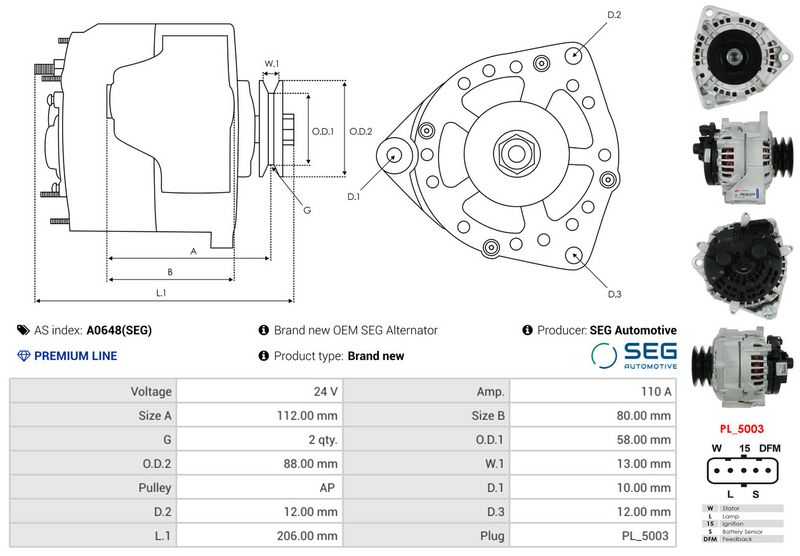 AS-PL A0648(SEG) Alternator