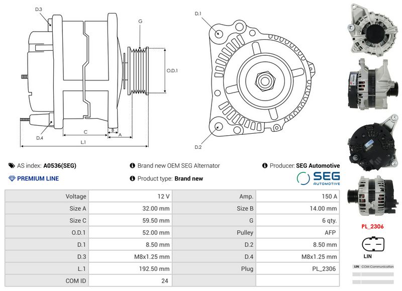 AS-PL A0536(SEG) Alternator