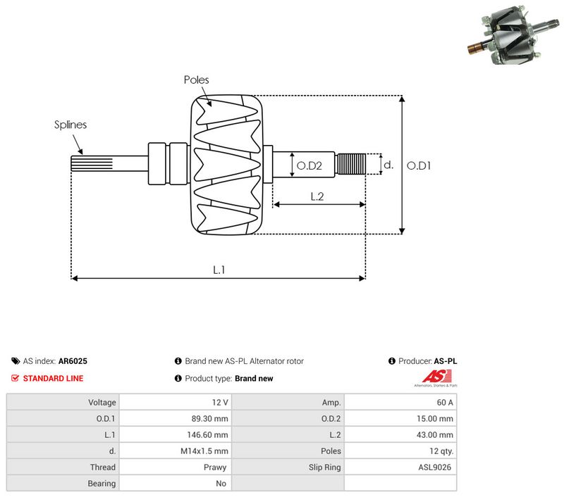 AS-PL AR6025 Rotor, alternator