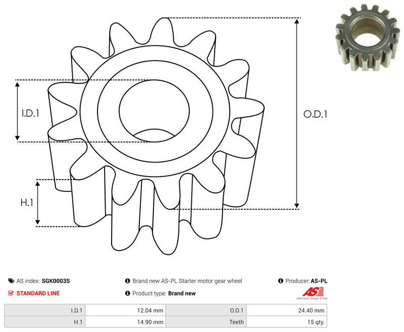 AS-PL SGK0003S Repair Kit, starter