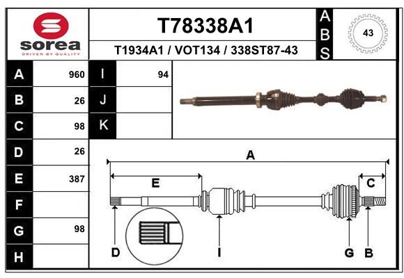 EAI hajtótengely T78338A1