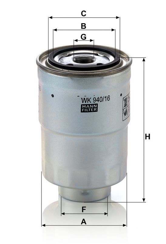 Kütusefilter, MANN-FILTER WK 940, 16 x