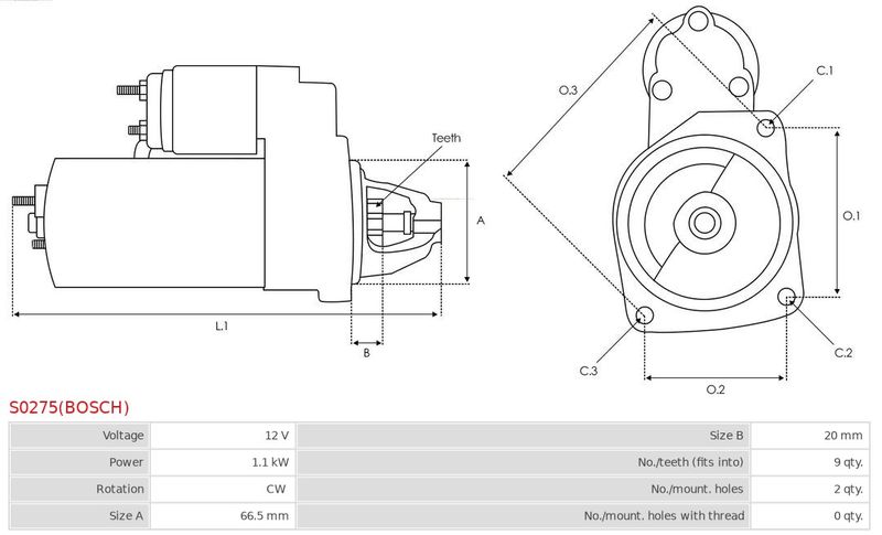 Стартер, Auto Starter S0275(BOSCH)