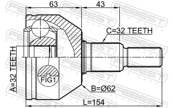 FEBEST 2010-WLF Joint Kit, drive shaft