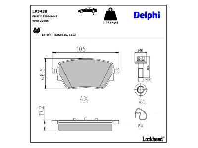 DELPHI LP3438 Brake Pad Set, disc brake