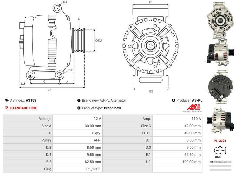 AS-PL A3159 Alternator
