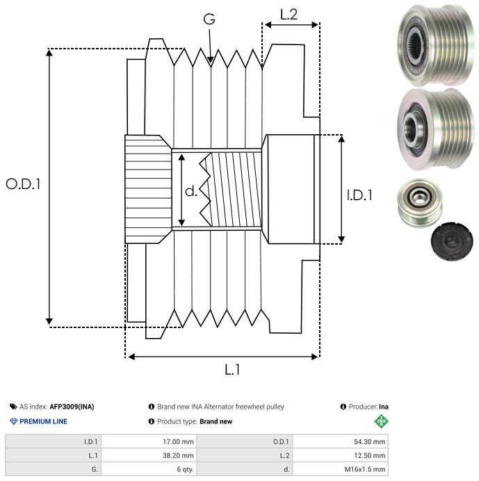 AS-PL AFP3009(INA) Alternator Freewheel Clutch