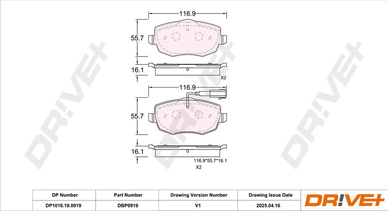 Set placute frana,frana disc DP1010.10.0919 Dr!ve+