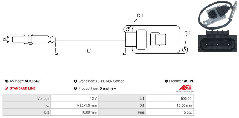 AS-PL NOX9549 NOx Sensor, urea injection