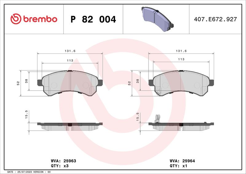BREMBO P82004 - Brake Pad Set, disc brake