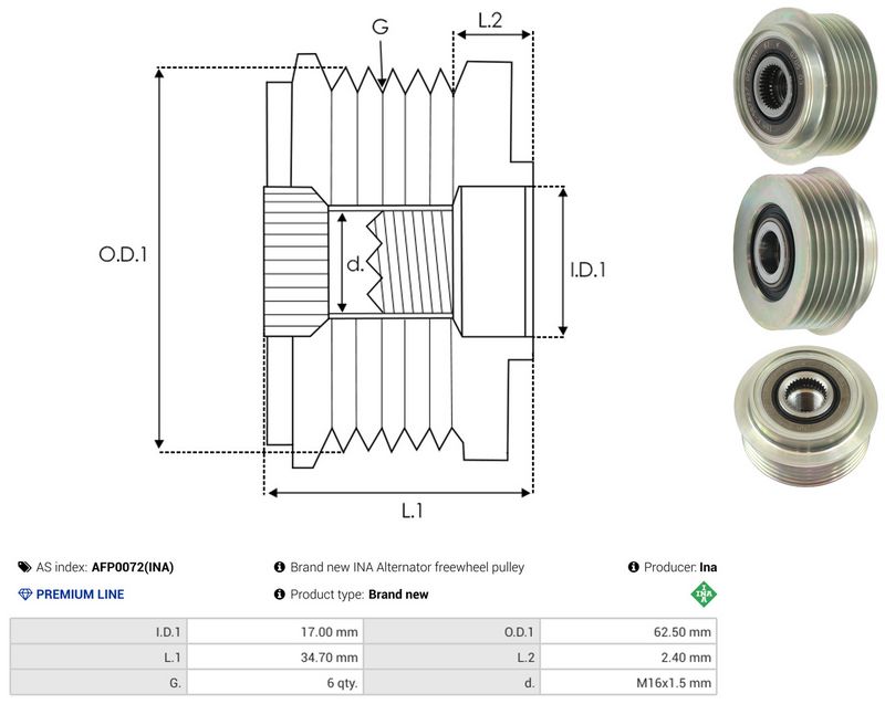 AS-PL AFP0072(INA) Alternator Freewheel Clutch