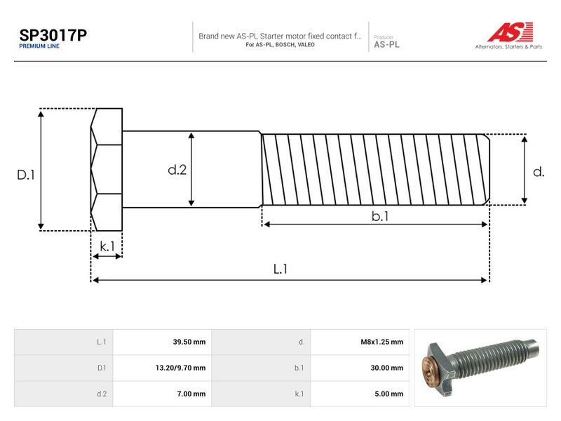 Remondikomplekt, Starter, AS-PL SP3017P