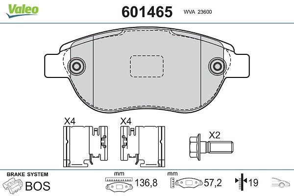 комплект спирачно феродо, дискови спирачки VALEO