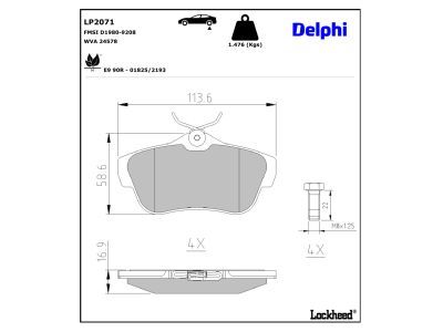 DELPHI LP2071 Brake Pad Set, disc brake