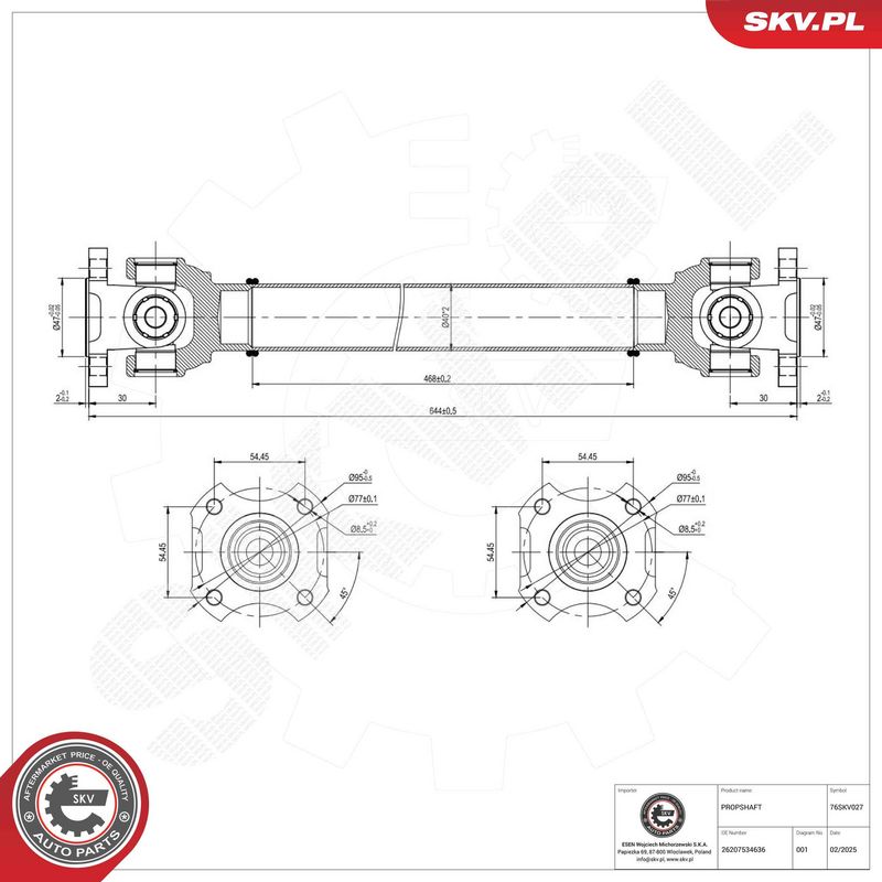 ESEN SKV 76SKV027 Drive Shaft