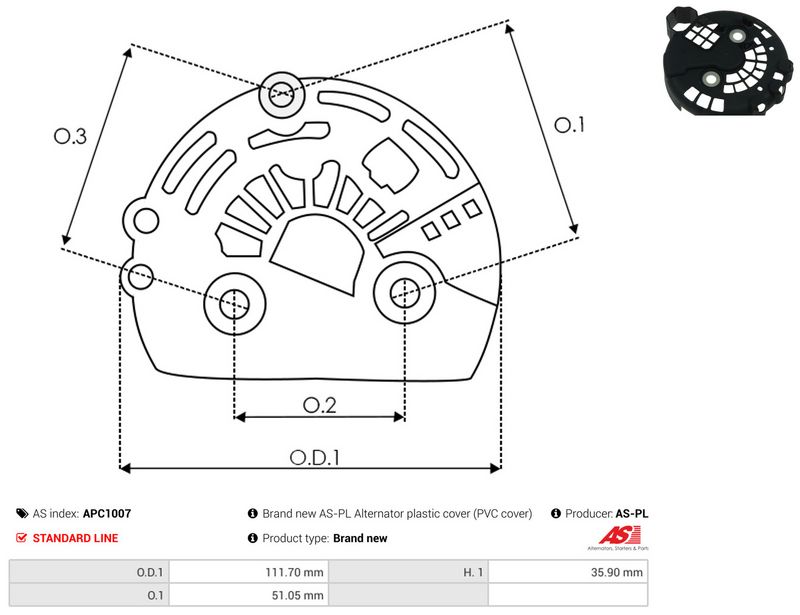AS-PL APC1007 Protective Cap, alternator