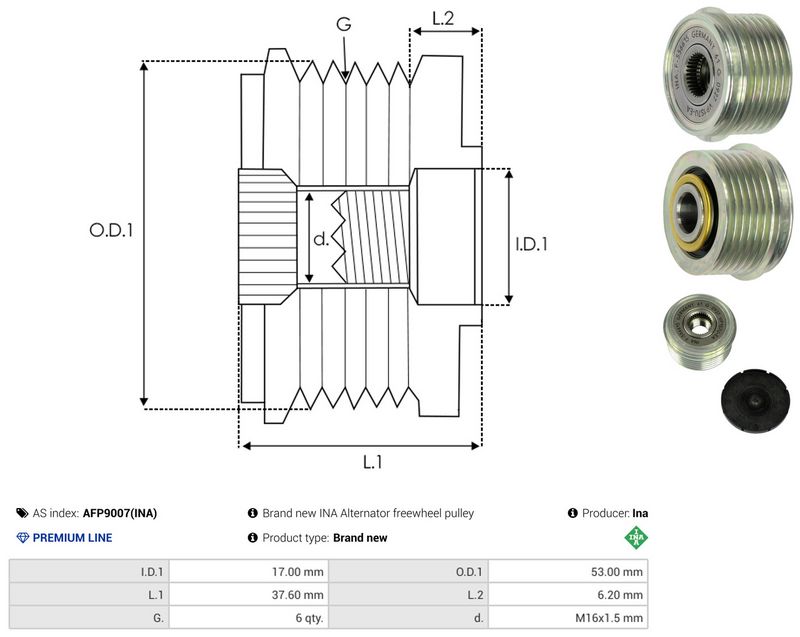 AS-PL AFP9007(INA) Alternator Freewheel Clutch