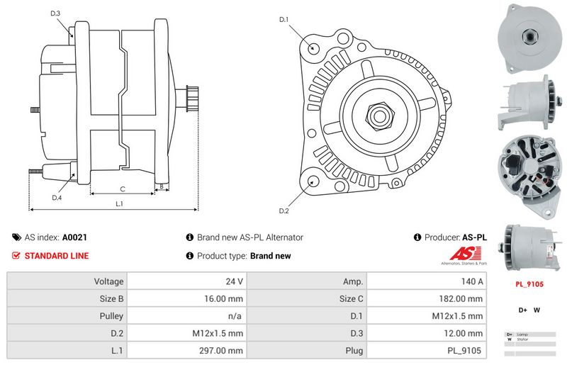 AS-PL A0021 Alternator