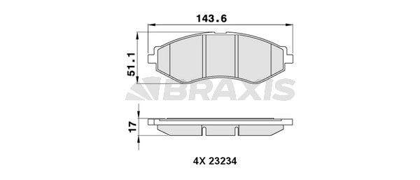 Комплект гальмівних накладок, дискове гальмо, Braxis AA0285