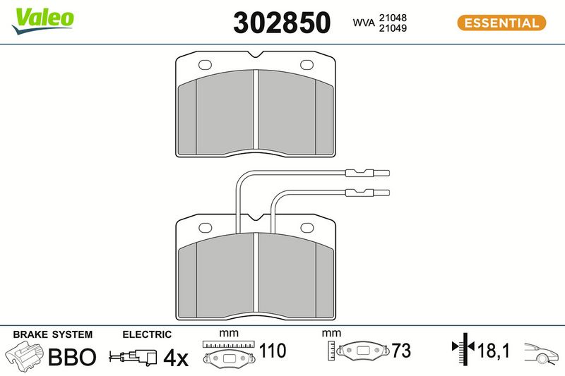 комплект спирачно феродо, дискови спирачки VALEO