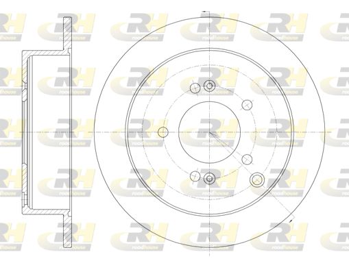 Гальмівний диск, задня вісь, повн., 284мм, кількість отворів 5, Hyundai Santa FE (00-06), Tucson, Kia Sportage (04->) (284x10), Roadhouse 6756.00