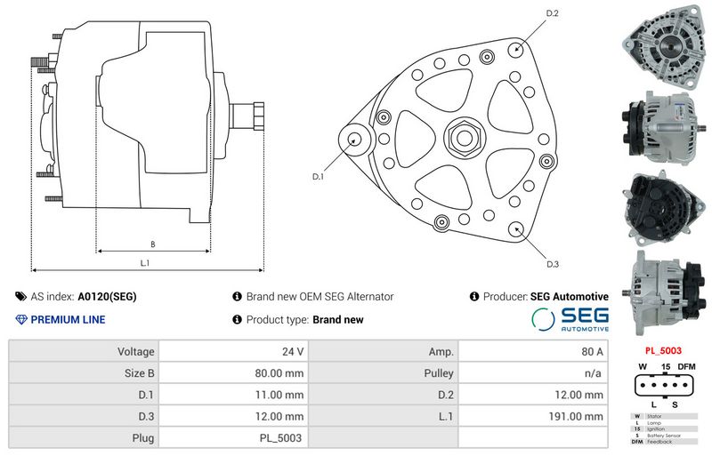AS-PL A0120(SEG) Alternator