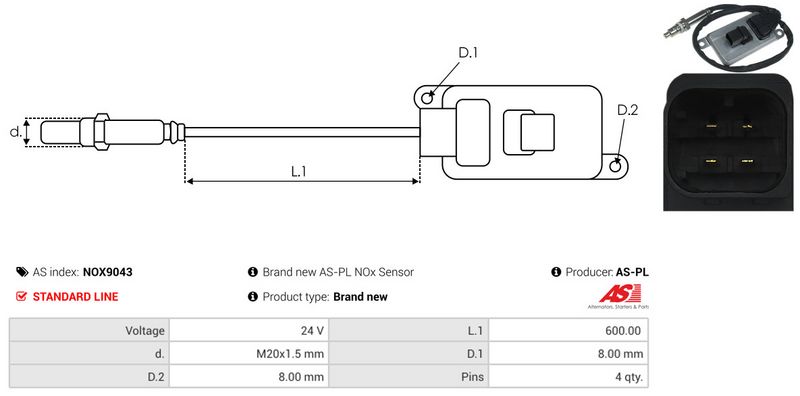 AS-PL NOX9043 NOx Sensor, urea injection