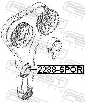 Відвідний/напрямний ролик, зубчастий ремінь, Febest 2288-SPOR