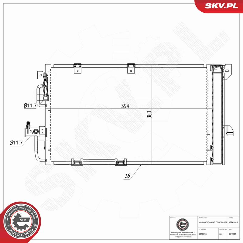 ESEN SKV 86SKV028 Condenser, air conditioning