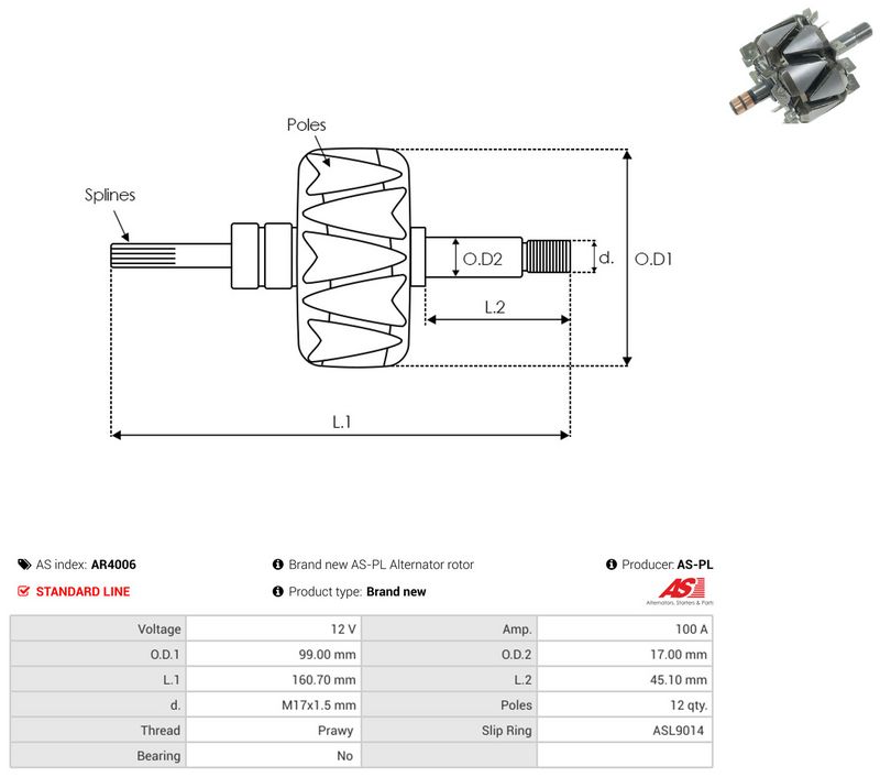 AS-PL AR4006 Rotor, alternator