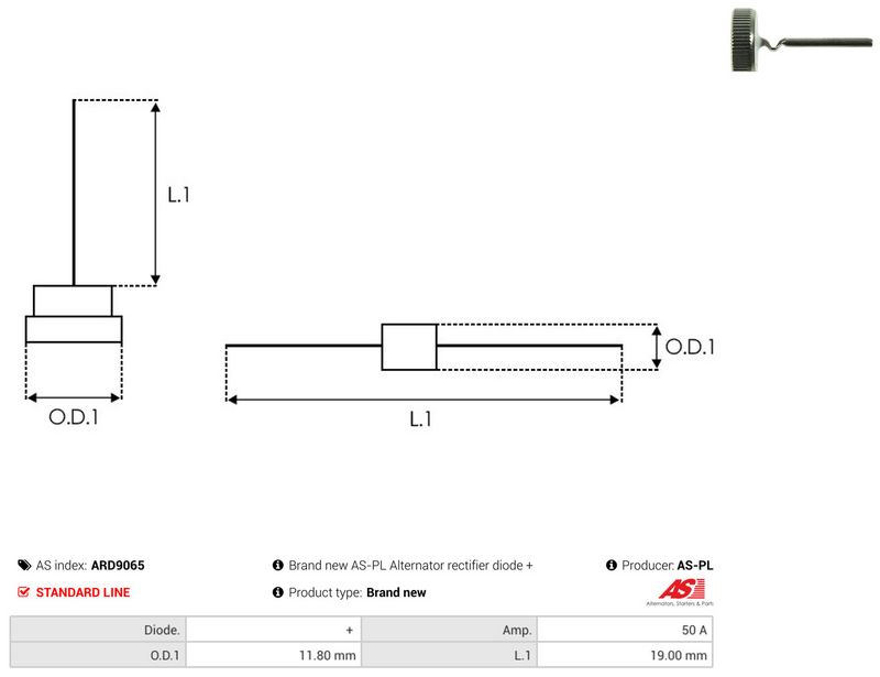 AS-PL ARD9065 Rectifier, alternator