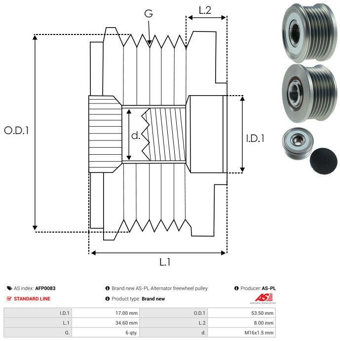 AS-PL AFP0083 Alternator Freewheel Clutch