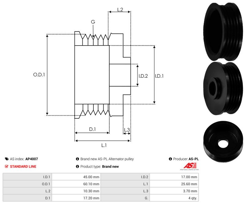 Rihmaratas, generaator, AS-PL AP4007
