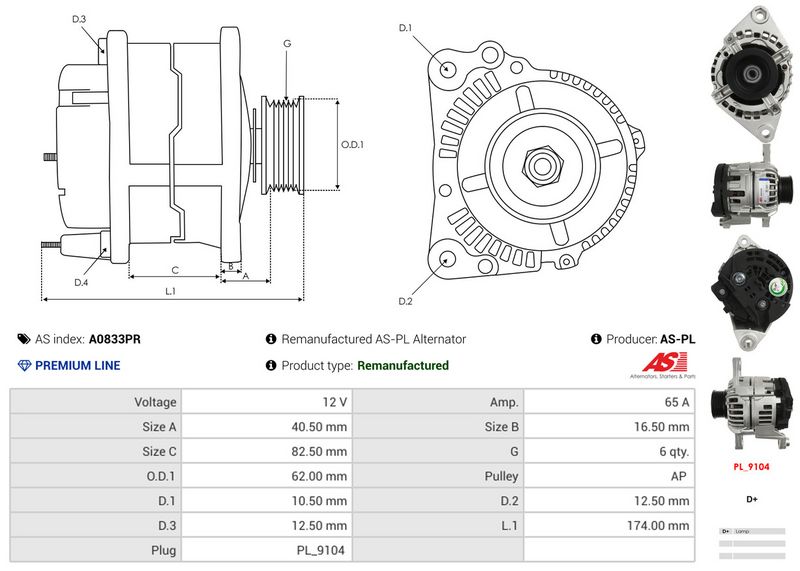 AS-PL A0833PR Alternator