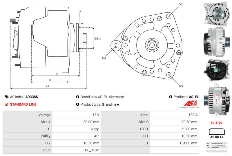 AS-PL A9338S Alternator