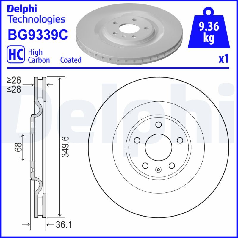 Гальмівний диск, Delphi BG9339C