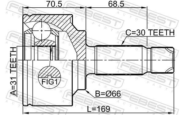 FEBEST 1610-447 Joint Kit, drive shaft