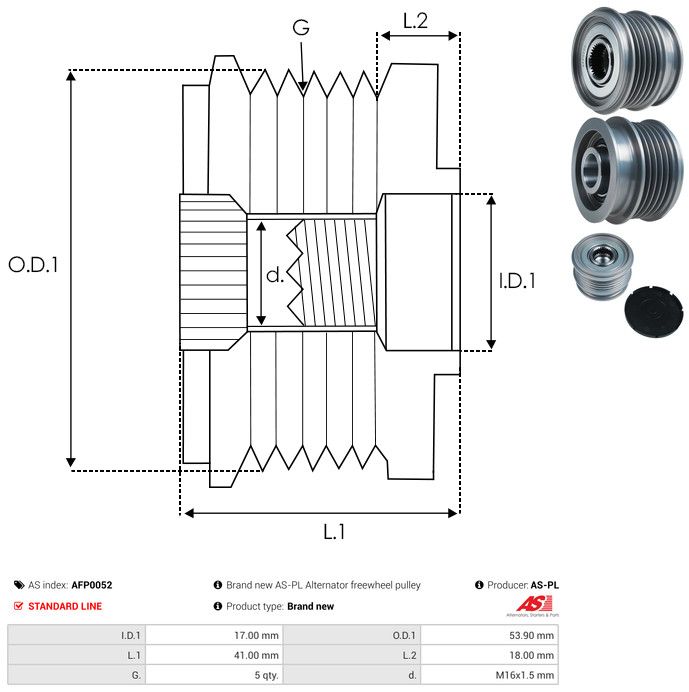 AS-PL AFP0052 Alternator Freewheel Clutch