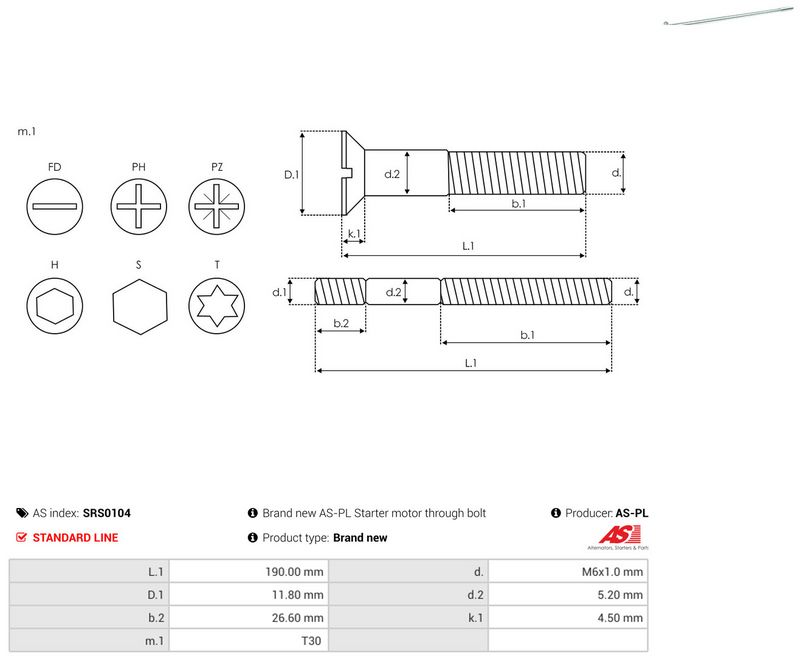 AS-PL SRS0104 Repair Set, alternator