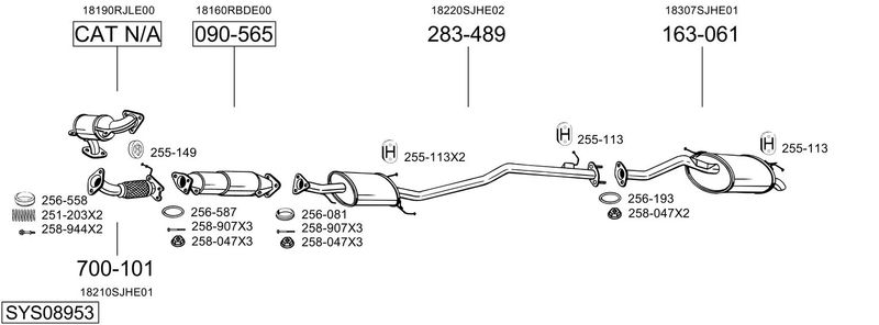 BOSAL kipufogórendszer SYS08953