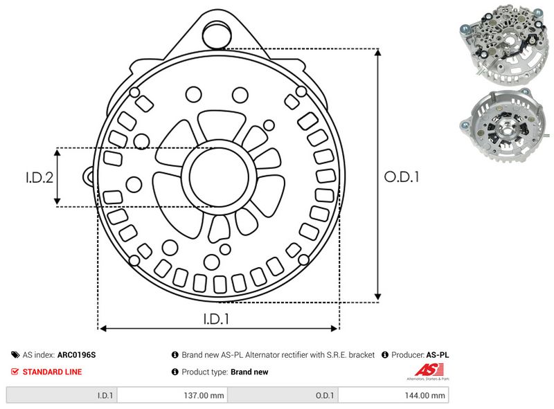 AS-PL ARC0196S Rectifier, alternator